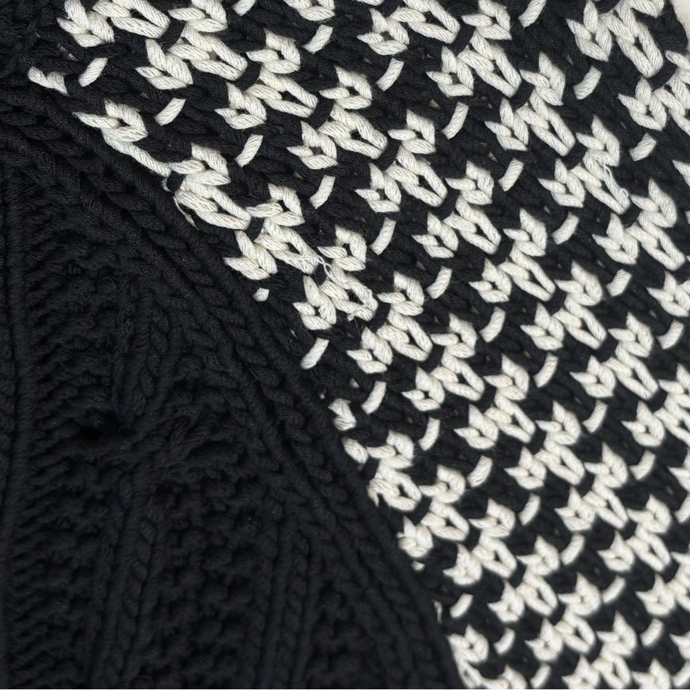 Miss Wu Jason Wu Black White Chunky Cable Knit Houndstooth Designer Sweater - Picture 8 of 11